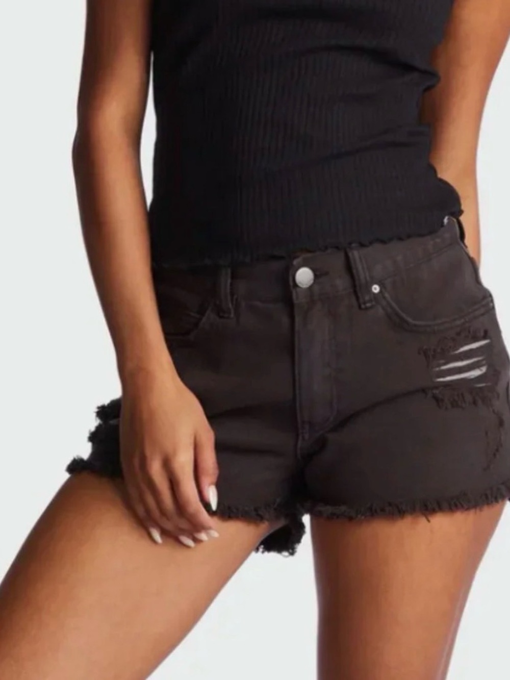 Billabong Drift Away Black Distressed Frayed Hem Denim Jean Shorts. 0. 24. EUC!